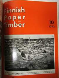 Finnish Paper and Timber 1952 -sidottu vuosikerta - sis. &quot;Lentoposti versio&quot; painettu ohuelle paperille