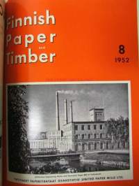 Finnish Paper and Timber 1952 -sidottu vuosikerta - sis. &quot;Lentoposti versio&quot; painettu ohuelle paperille