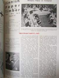 Finnish Paper and Timber 1952 -sidottu vuosikerta - sis. &quot;Lentoposti versio&quot; painettu ohuelle paperille