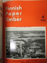 Finnish Paper and Timber 1952 -sidottu vuosikerta - sis. &quot;Lentoposti versio&quot; painettu ohuelle paperille