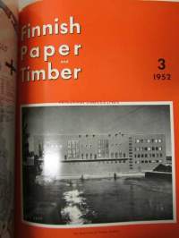 Finnish Paper and Timber 1952 -sidottu vuosikerta - sis. &quot;Lentoposti versio&quot; painettu ohuelle paperille