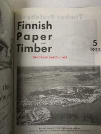 Finnish Paper and Timber 1953 -sidottu vuosikerta - sis. &quot;Lentoposti versio&quot; painettu ohuelle paperille