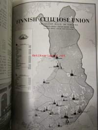 Finnish Paper and Timber 1953 -sidottu vuosikerta - sis. &quot;Lentoposti versio&quot; painettu ohuelle paperille