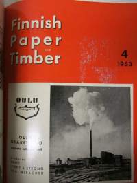 Finnish Paper and Timber 1953 -sidottu vuosikerta - sis. &quot;Lentoposti versio&quot; painettu ohuelle paperille