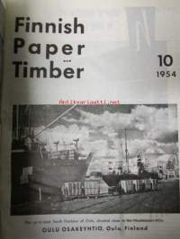 Finnish Paper and Timber 1954 -sidottu vuosikerta - sis. &quot;Lentoposti versio&quot; painettu ohuelle paperille