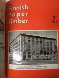 Finnish Paper and Timber 1954 -sidottu vuosikerta - sis. &quot;Lentoposti versio&quot; painettu ohuelle paperille