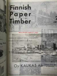 Finnish Paper and Timber 1956 -sidottu vuosikerta - sis. &quot;Lentoposti versio&quot; painettu ohuelle paperille