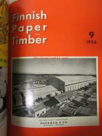 Finnish Paper and Timber 1956 -sidottu vuosikerta - sis. &quot;Lentoposti versio&quot; painettu ohuelle paperille