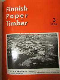 Finnish Paper and Timber 1956 -sidottu vuosikerta - sis. &quot;Lentoposti versio&quot; painettu ohuelle paperille