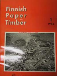 Finnish Paper and Timber 1955 -sidottu vuosikerta - sis. &quot;Lentoposti versio&quot; painettu ohuelle paperille