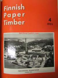 Finnish Paper and Timber 1955 -sidottu vuosikerta - sis. &quot;Lentoposti versio&quot; painettu ohuelle paperille