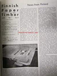 Finnish Paper and Timber 1958 -sidottu vuosikerta - sis. &quot;Lentoposti versio&quot; painettu ohuelle paperille