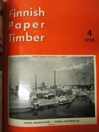 Finnish Paper and Timber 1958 -sidottu vuosikerta - sis. &quot;Lentoposti versio&quot; painettu ohuelle paperille