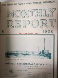 Finnish Paper and Timber Journal 1936 kuukausi raportit -sidottu vuosikerta