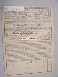 Allgemeine Ortskrankenkasse für die Stadt Leipzig -saksalainen vakuutuskortti maksumerkkeineen (joissa natsikotkahahmo)