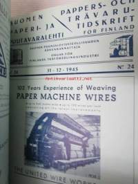 Suomen Paperi- ja Puutavaralehti / Pappers- och trävarutidskrift för Finland / The finnish paper and timber journal 1945, paperiteollisuuden ja puutavara-alan