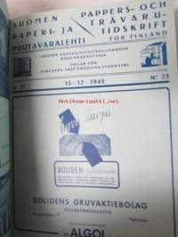 Suomen Paperi- ja Puutavaralehti / Pappers- och trävarutidskrift för Finland / The finnish paper and timber journal 1945, paperiteollisuuden ja puutavara-alan