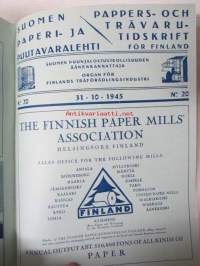 Suomen Paperi- ja Puutavaralehti / Pappers- och trävarutidskrift för Finland / The finnish paper and timber journal 1945, paperiteollisuuden ja puutavara-alan