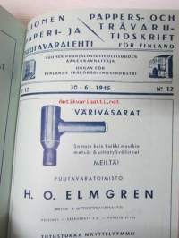 Suomen Paperi- ja Puutavaralehti / Pappers- och trävarutidskrift för Finland / The finnish paper and timber journal 1945, paperiteollisuuden ja puutavara-alan