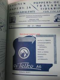 Suomen Paperi- ja Puutavaralehti / Pappers- och trävarutidskrift för Finland / The finnish paper and timber journal 1945, paperiteollisuuden ja puutavara-alan