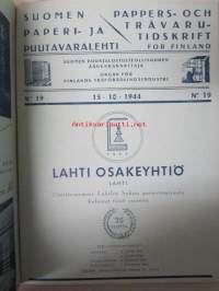 Suomen Paperi- ja Puutavaralehti / Pappers- och trävarutidskrift för Finland / The finnish paper and timber journal 1944, paperiteollisuuden ja puutavara-alan