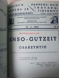 Suomen Paperi- ja Puutavaralehti / Pappers- och trävarutidskrift för Finland / The finnish paper and timber journal 1944, paperiteollisuuden ja puutavara-alan