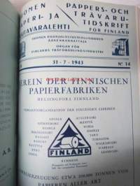 Suomen Paperi- ja Puutavaralehti / Pappers- och trävarutidskrift för Finland / The finnish paper and timber journal 1943, paperiteollisuuden ja puutavara-alan