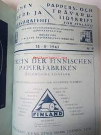 Suomen Paperi- ja Puutavaralehti / Pappers- och trävarutidskrift för Finland / The finnish paper and timber journal 1943, paperiteollisuuden ja puutavara-alan