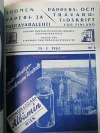 Suomen Paperi- ja Puutavaralehti / Pappers- och trävarutidskrift för Finland / The finnish paper and timber journal 1943, paperiteollisuuden ja puutavara-alan