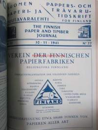 Suomen Paperi- ja Puutavaralehti / Pappers- och trävarutidskrift för Finland / The finnish paper and timber journal 1941, paperiteollisuuden ja puutavara-alan