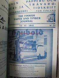 Suomen Paperi- ja Puutavaralehti / Pappers- och trävarutidskrift för Finland / The finnish paper and timber journal 1941, paperiteollisuuden ja puutavara-alan