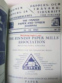 Suomen Paperi- ja Puutavaralehti / Pappers- och trävarutidskrift för Finland / The finnish paper and timber journal 1941, paperiteollisuuden ja puutavara-alan