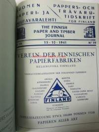 Suomen Paperi- ja Puutavaralehti / Pappers- och trävarutidskrift för Finland / The finnish paper and timber journal 1941, paperiteollisuuden ja puutavara-alan