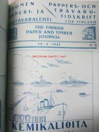 Suomen Paperi- ja Puutavaralehti / Pappers- och trävarutidskrift för Finland / The finnish paper and timber journal 1941, paperiteollisuuden ja puutavara-alan