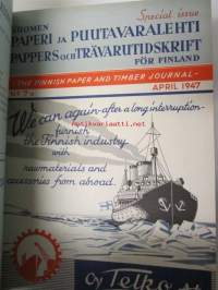 Suomen Paperi- ja Puutavaralehti / Pappers- och trävarutidskrift för Finland / The finnish paper and timber journal 1947, paperiteollisuuden ja puutavara-alan