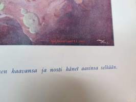 Jeesuksen elämä, kuvakertomus, kuvittanut Eeli Jaatinen, etulehdellä omiste (Pelastusarmeijan luutnantti Helinä Wikman 30.1.1955)