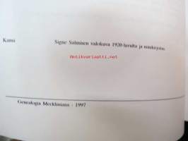 Genealogia Meckliniana II - Sukututkimus - Signe Salmisen vanhemma t ja esivanhemmat