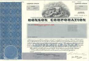 Ronson Corporation, New Jersey  1986 - osakekirja