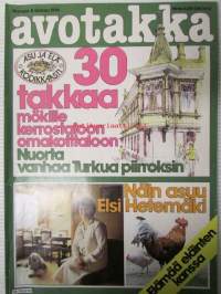 Avotakka 1979 nr 8 sis. mm. seur. artikkelit / kuvat / mainokset; Kalevi Karusuo Lauttasaaren kaksiossa, Kirpputorien kiehtova maailma Lontoossa Pariisissa