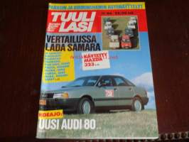 Tuulilasi 11/1986 käytetty Mazda, Pariisin ja Birminghamin autonäyttelyt, vertailussa Lada Samara, uusi Audi 80