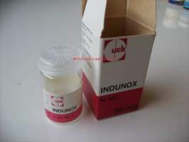 Indunox   -  tyhjä tablettipakkaus  muovia/pahvia  5x3x3 cm - lääkepakkaus apteekki