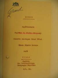 Hotelli Grand menu 2.9.1938