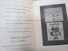 Frenckellin Kirjapaino Osakeyhtiö Helsingissä - mainosvihkonen &quot;Ensimmäisten Helsingissä 1928 pidettyjen Reklaamimessujen johdosta painettu&quot;, sisältää