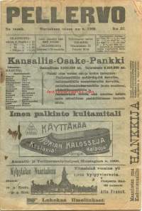 Pellervo  1908  nr 22 /maahengen vahvistuminen, lehmien poikimisajat, huonekasvien hoito, emäntien osasto,  takakannessa mainos Heikki Ritavuori Lakiasiantoimisto