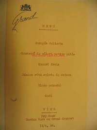 Hotelli Grand menu Industri-idkarnas Brandförsäkrings Ab 4.2.1938