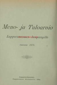 Tulo- ja menoarviko Lappeenrannan kaupungille 1904