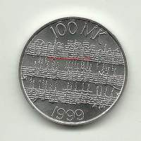 100 markkaa 1999  Sibelius - juhlaraha hopeaa  pillerissä