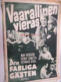 Vaarallinen vieras - Den farliga gästen, pääosissa Max Robson, Henry Armetta, Herman Bing -elokuvajuliste