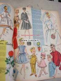Kotiliesi 1960 nr 8, virkattu päiväpeite palaa makuuhuoneeseen, muoviuutisia, turvekatto, nainen ja auto, lumen ja jään pappila Utsjoki