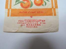 Apelsin - Gosglavkonditer Konditerskaja fabrika imenij Babaeva - Moskva -karamellipaperi / makeiskääre